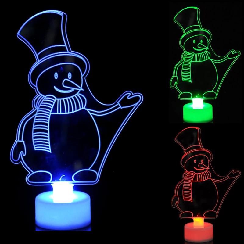Mini luces LED de noche, lámpara de muñeco de nieve de colores intermitentes, adorno de Navidad, fiesta de cumpleaños, decoración de Año Nuevo, iluminación festiva - Image 3