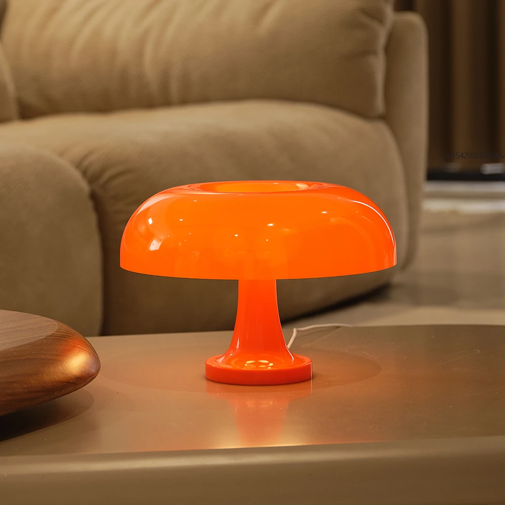 Lámpara de mesa de seta clásica, arte moderno Bauhaus, lámpara de mesita de noche de dormitorio, lámpara de mesa decorativa naranja de diseñador danés - Image 3