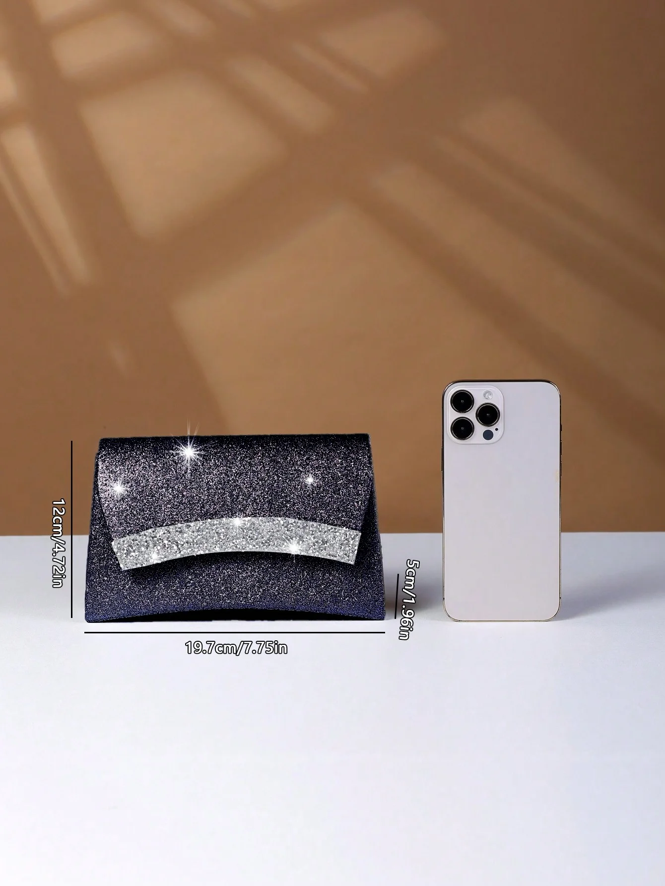 Bolso de mano metálico decorado con diamantes de imitación, bolso de noche brillante y glamuroso, elegante, adecuado para mujer, 1 unidad - Image 6