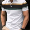 POLO de manga corta con estampado de rayas para hombre, polo de solapa informal, POLO deportivo informal, moda de verano, novedad - S34PL0607, S