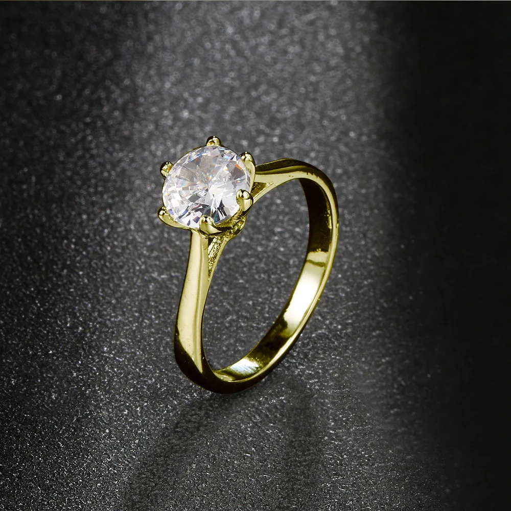 Anillos de boda clásicos para mujer, sortija de compromiso de circonia cúbica, 6 garras, 3 colores, KCR033 - Image 9