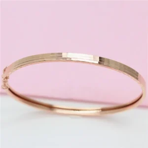 Pulsera clásica chapada en oro rosa de 14 quilates para mujer, brazalete brillante, elegante, a la moda, accesorios de joyería para fiesta