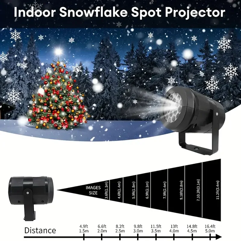 Proyector LED de Navidad y Halloween, luz nocturna alimentada por USB con 360, 1 ud. ° Copo de nieve con soporte giratorio para fiestas y decoración navideña - Image 5