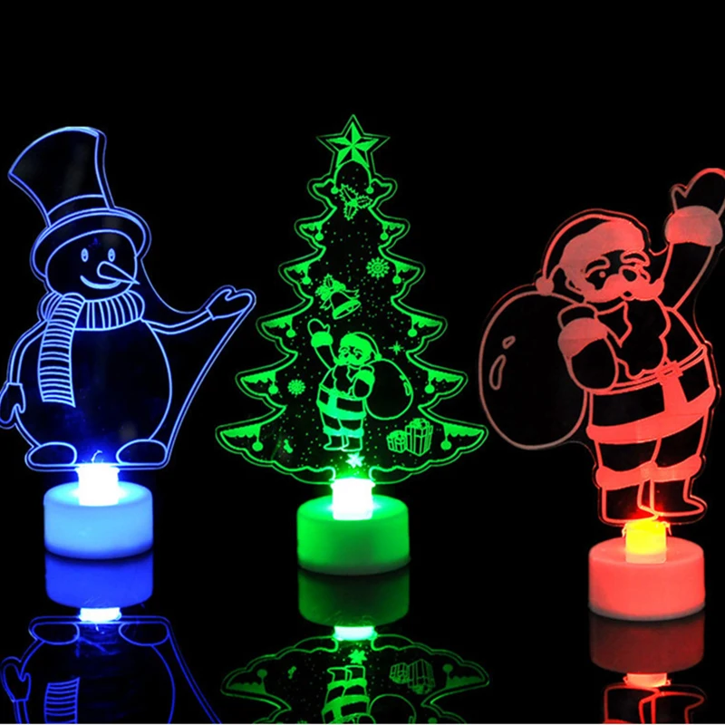 Mini luces LED de noche, lámpara de muñeco de nieve de colores intermitentes, adorno de Navidad, fiesta de cumpleaños, decoración de Año Nuevo, iluminación festiva
