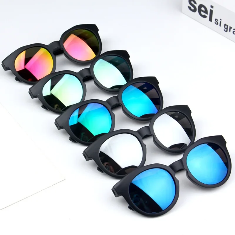 Gafas de sol coloridas con espejo reflectante para niños y niñas, anteojos de sol Retro, redondos, UV400, gran oferta