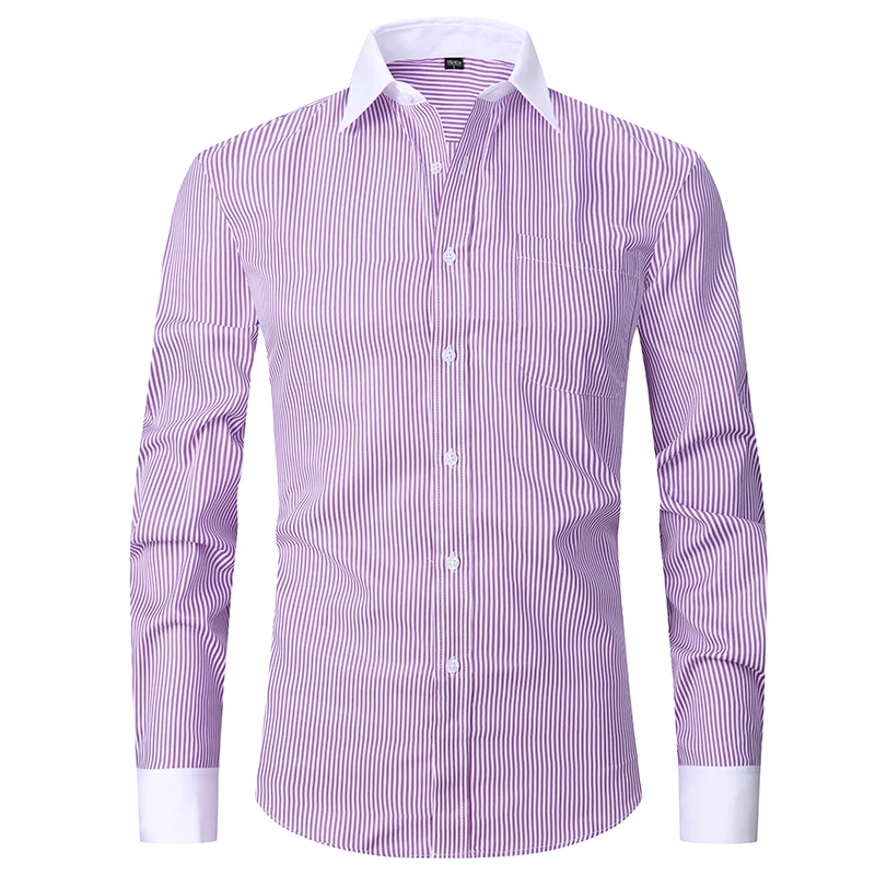 Camisa de vestir clásica con puños franceses para hombre, camisa blanca de manga larga con solapa frontal con mosca, ajuste estándar de negocios Formal, trabajo de oficina - Image 15