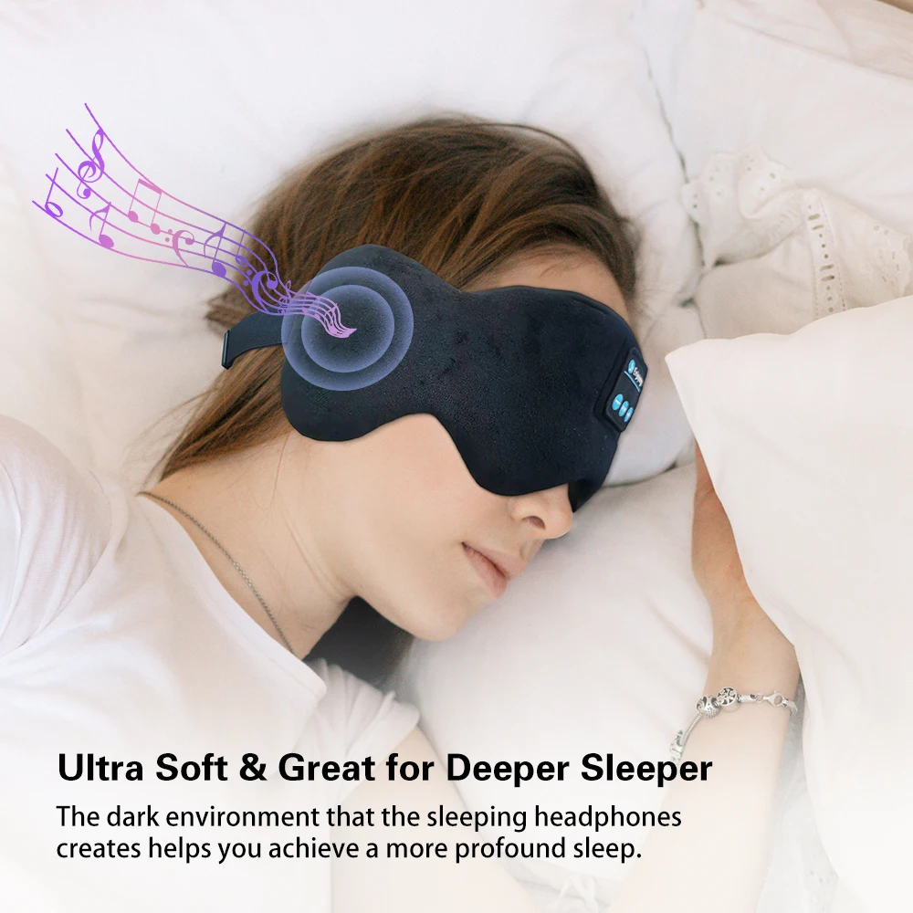Mascarilla para dormir con Bluetooth 5,3, auriculares inalámbricos para dormir, sombra De ojos para hombres y mujeres