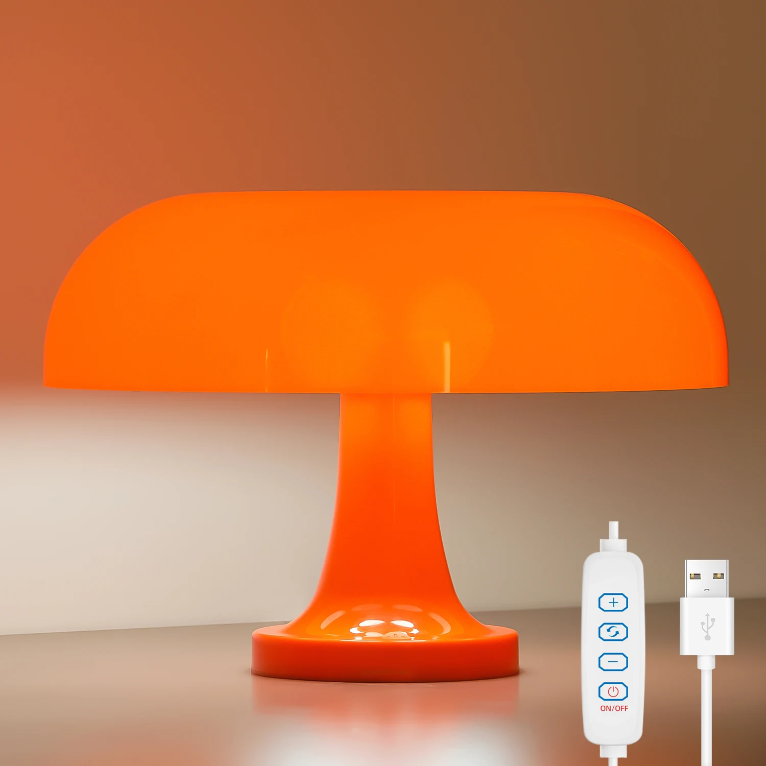 Lámpara de mesa de seta clásica, arte moderno Bauhaus, lámpara de mesita de noche de dormitorio, lámpara de mesa decorativa naranja de diseñador danés - Image 5
