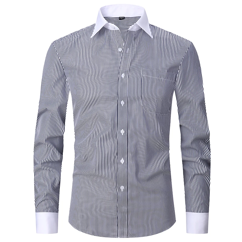 Camisa de vestir clásica con puños franceses para hombre, camisa blanca de manga larga con solapa frontal con mosca, ajuste estándar de negocios Formal, trabajo de oficina - Image 11
