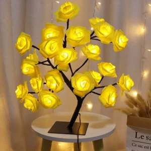 Lámpara LED de mesa con forma de rosa, luces de hadas para árbol de Navidad con USB, luces nocturnas para fiesta en casa, boda, dormitorio, decoración, regalo del día de la madre