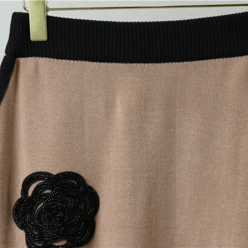 Conjuntos de faldas elegantes de 2 piezas para mujer, Top de punto de lana coreana y falda de cintura alta, conjunto de dos piezas para mujer, primavera y otoño 2024 - Image 6