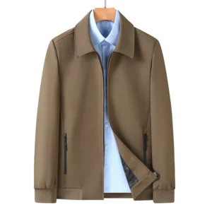 Traje de papá de mediana edad y viejo estilo británico, chaqueta de solapa con cremallera, informal, ejecutivo, a la moda, Color sólido, trabajo, todo, nuevo