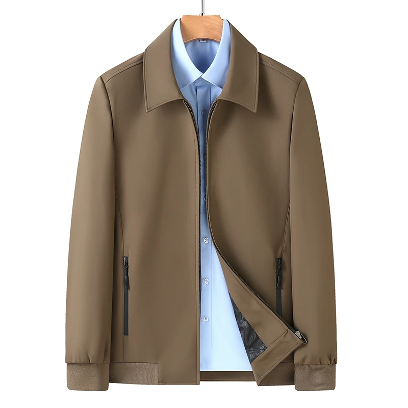 Traje de papá de mediana edad y viejo estilo británico, chaqueta de solapa con cremallera, informal, ejecutivo, a la moda, Color sólido, trabajo, todo, nuevo