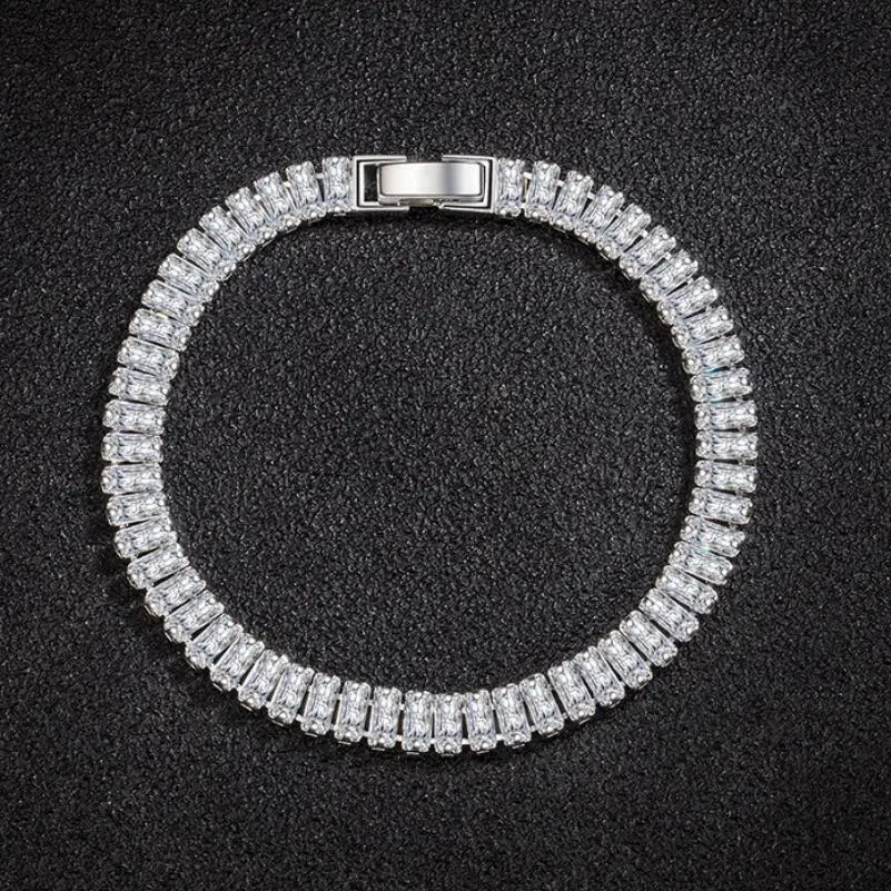 Pulsera de plata de ley 925 para mujer, joyería elegante de cristal de circón, joyería de compromiso, Glamour de boda, 18CM - Image 5