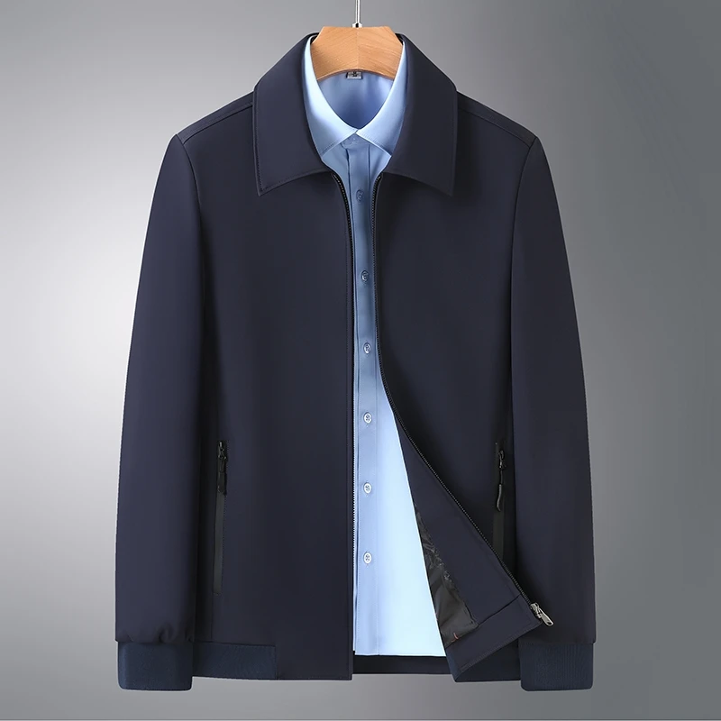 Traje de papá de mediana edad y viejo estilo británico, chaqueta de solapa con cremallera, informal, ejecutivo, a la moda, Color sólido, trabajo, todo, nuevo - Image 2