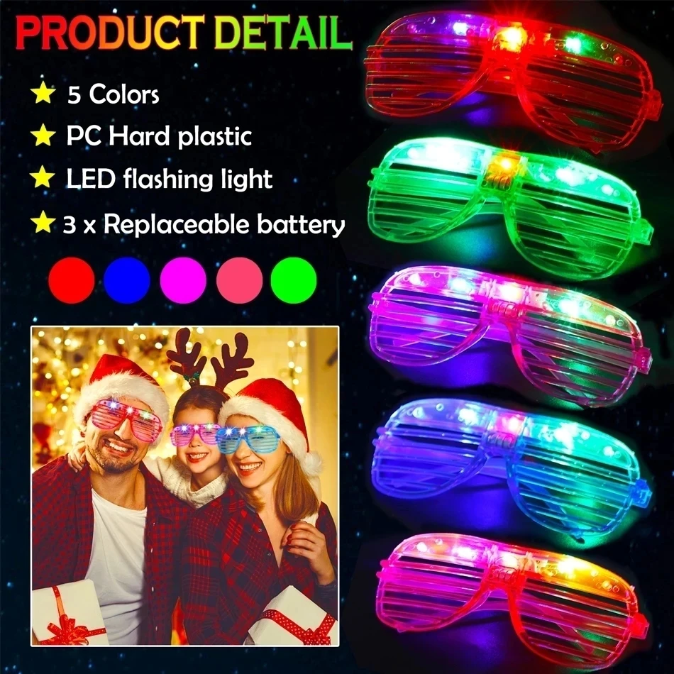 Gafas de neón LED para niños y adultos, anteojos de neón con 6 colores de neón que brillan en la oscuridad, regalos de cumpleaños, juguetes, recuerdos de fiesta, 10-50 piezas - Image 5