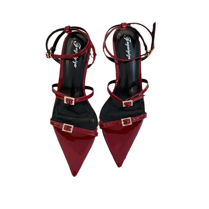 Tacones de aguja elegantes de estilo socialité para mujer, novedad de verano, llegada 2024, puntiagudos, espalda abierta, sin tirantes, Glamour, tacones altos, Sexy, romano - Image 5