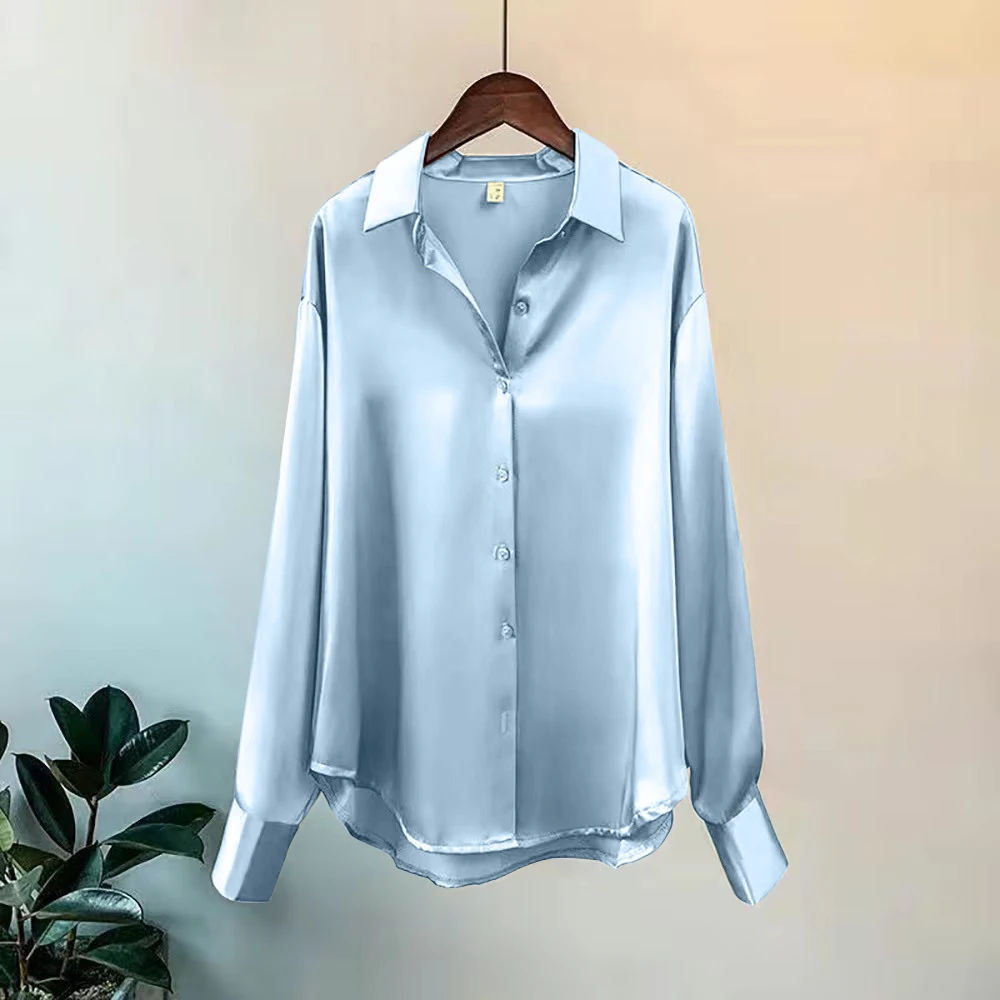 Camisa de manga larga con botones para mujer, blusa informal, elegante, estilo coreano, para oficina, novedad, verano, Otoño e Invierno - Image 8