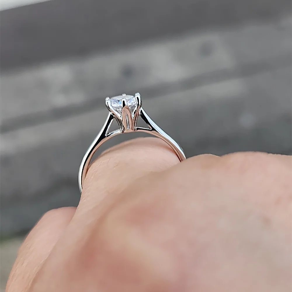 Anillos de boda clásicos para mujer, sortija de compromiso de circonia cúbica, 6 garras, 3 colores, KCR033 - Image 3