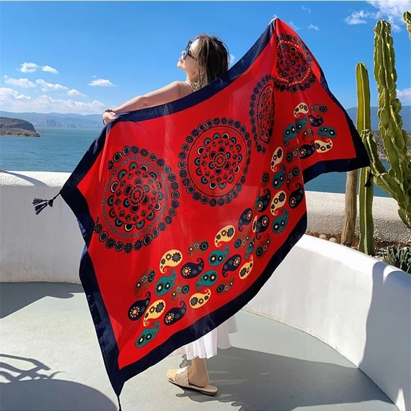 28 estilos 90x180cm viaje playa protector solar bufanda Bikini chal grande Sarong bufanda envolvente mujeres traje de baño brasileño cubierta de baño - Image 23