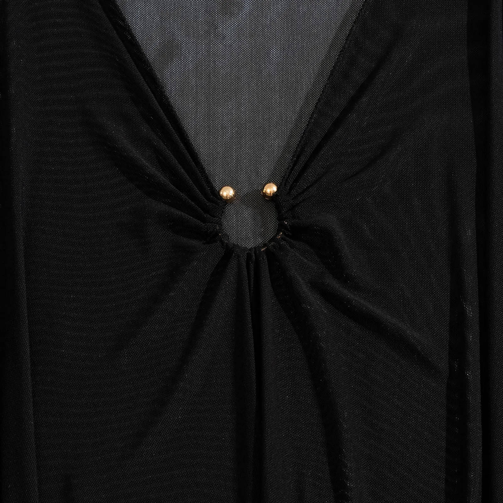 Vestido de playa negro transparente para mujer, traje de baño Sexy, cubierta envolvente, anillo de malla, Vestido de playa - Image 3